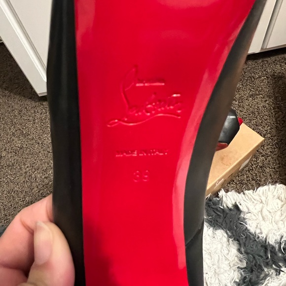 ✨Authentic✨ Christian Louboutin Black Patent Highness Open Toe Platform Heels - Picture 8 of 10